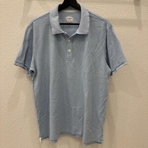 Rag & Bone Collard Men's Light Blue 3/4 Button Up Short Sleeve Polo-Shirts, XL